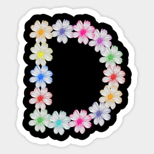 Letter D, flower, cosmos flowers, floral, nature Sticker